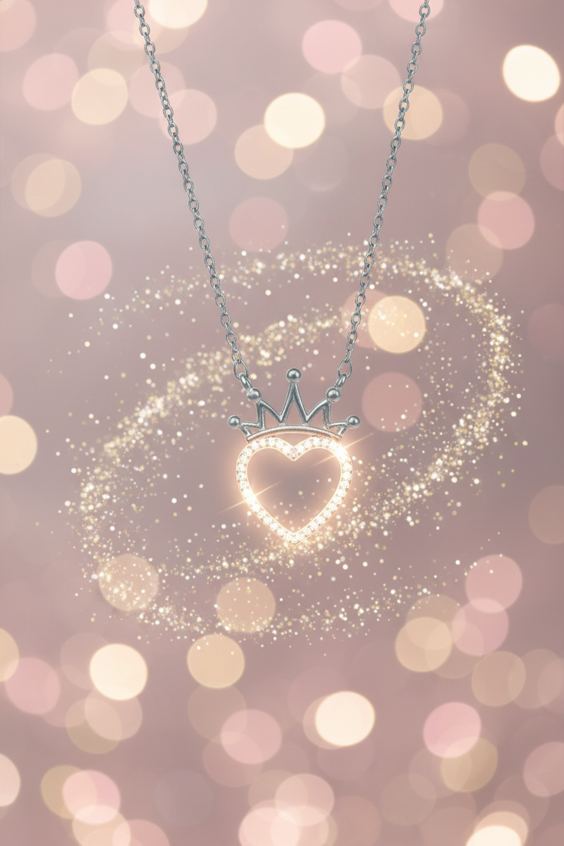 Crown Heart Necklace Floating Magic
