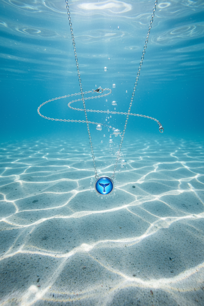 925 Sterling Silver Blue Whale Tail Necklace creative underwater art shoot